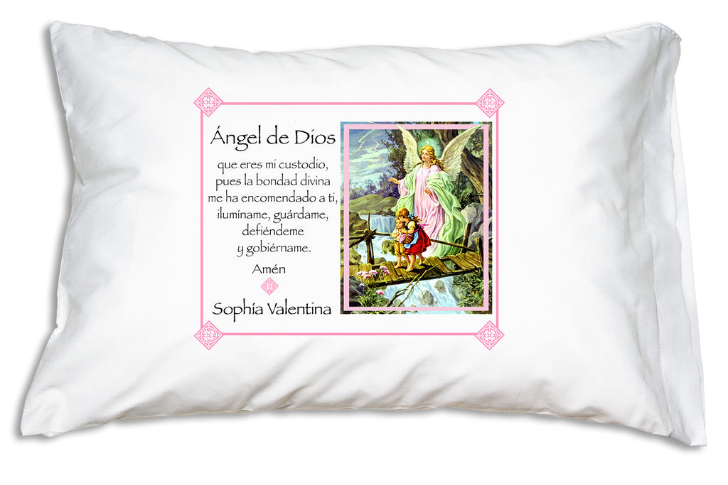 Here's how you can personalize the sweet Ángel de la Guarda Prayer Pillowcase