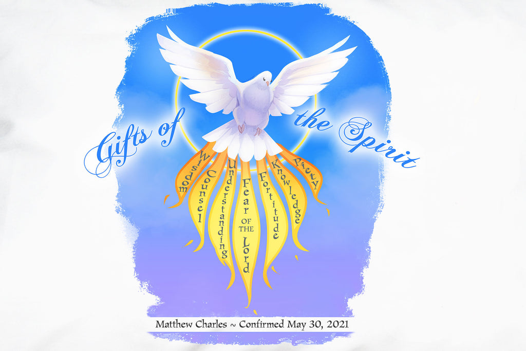 For Confirmation gifts personalize the Gifts of the Spirit Prayer Pillowcase with a name and date like this.