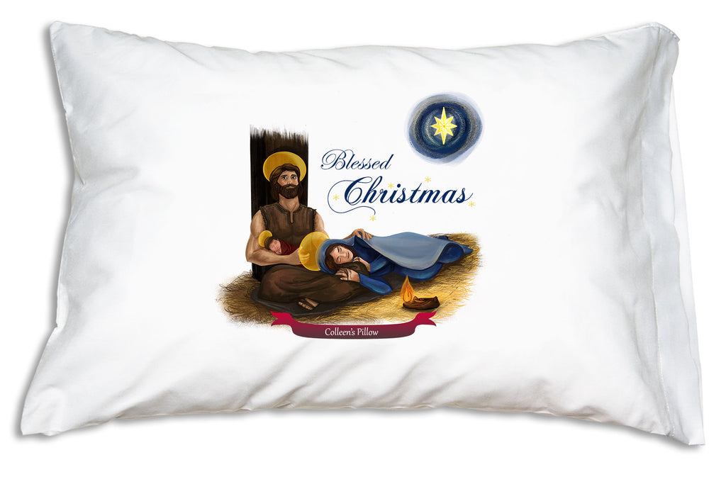 Personalize the Holy Family Blessed Christmas Pillowcase for a special surprise this Christmas.