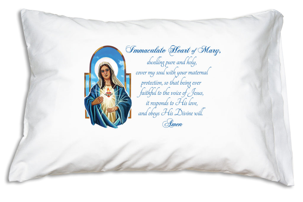 The Immaculate Heart of Mary Prayer Pillowcase is now available in Orgainc Cotton and features this beautiful illustration and loving prayer to Mary the Immaculate Heart.