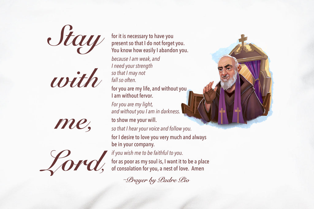 Padre Pio Prayer on Pillowcase. 