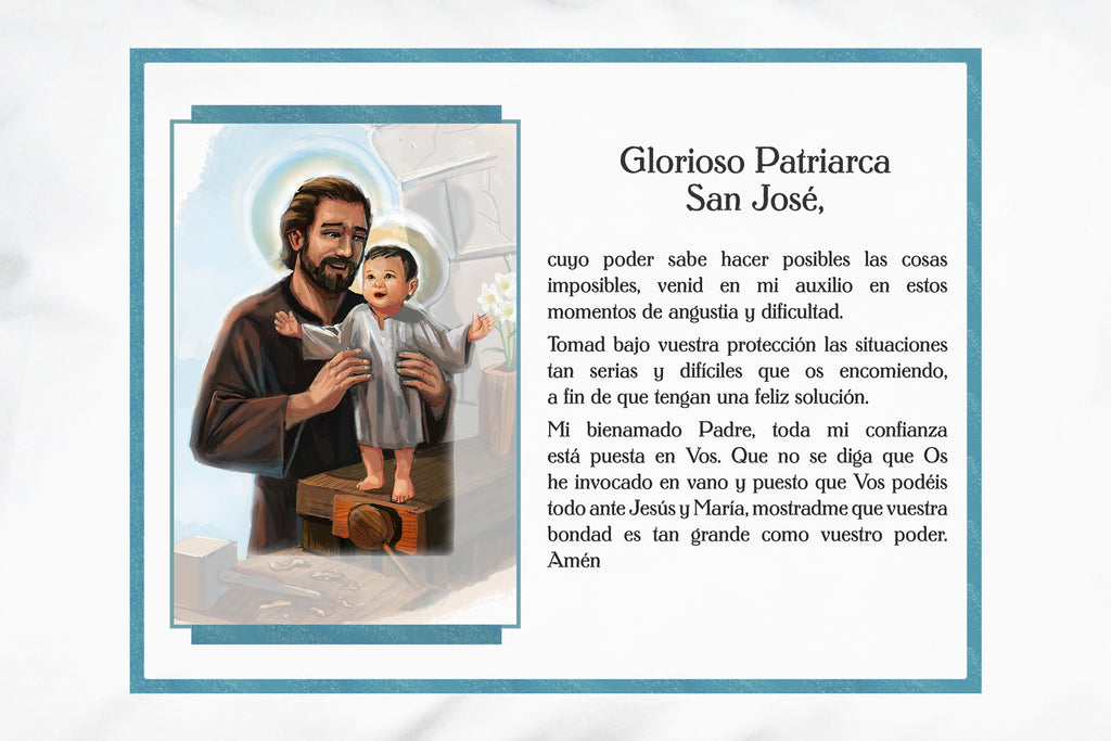 Here's closeup of the San José Glorioso Patriarca Pillowcase which shares the prayer Pope Francis has prayed to St. Joseph for over 40 years.