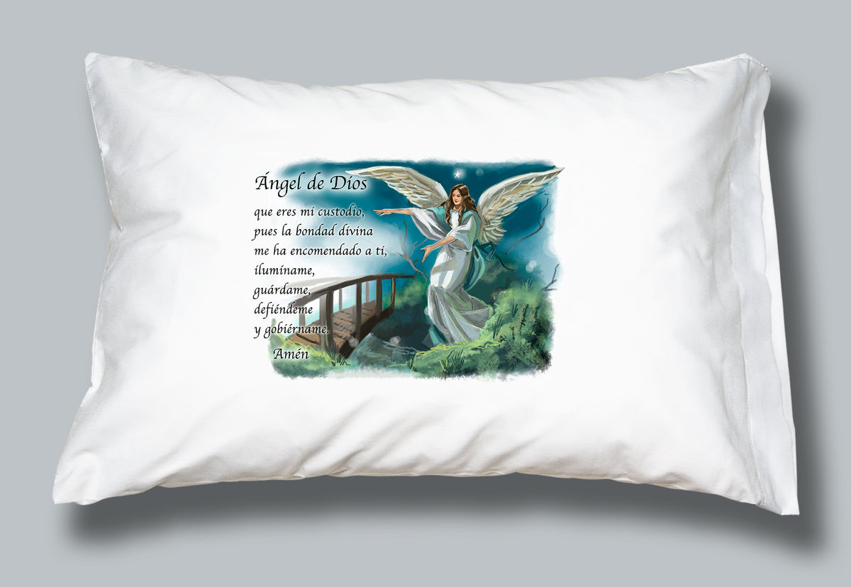 Spanish Guardian Angel Angel de Dios Prayer Pillowcase Prayer