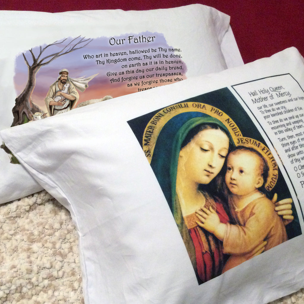 Choose these pretty Prayer Pillowcases to celebrate Good Shepherd Sunday and The Feast of Our Lady of Good Counsel in your home during Eastertide.