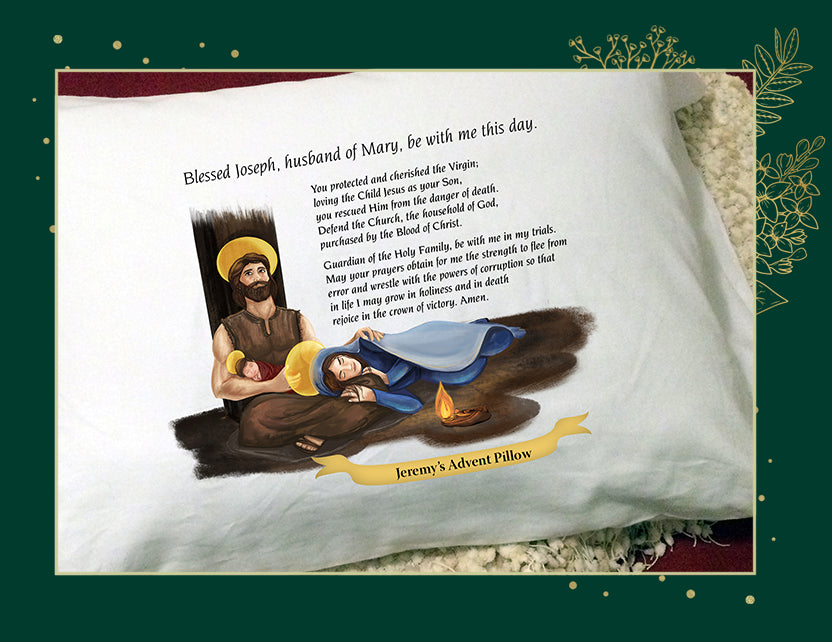 Holy Family with Daily Offering to St. Joseph Prayer Pillowcase