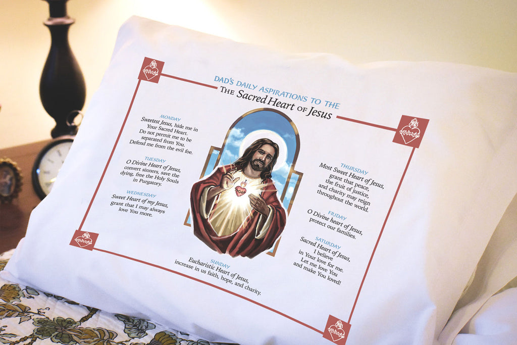 Surprise Dad with a personalized gift from the Heart this Father's Day! A gift of this Sacred Heart of Jesus pillowcase will be just right for June Devotion.