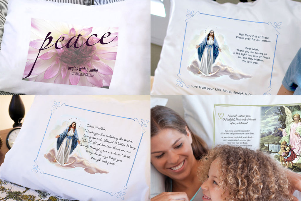 Mom will adore receiving any of these grace-filled Catholic pillow cases from her kids on Mother's Day. Especially when they're personalized just for her!