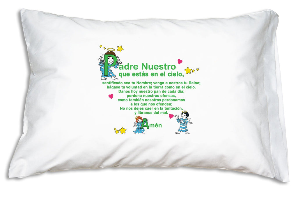 Here's the double-sided Ángeles Pequeños Prayer Pillowcase showing the Padre Nuestro.