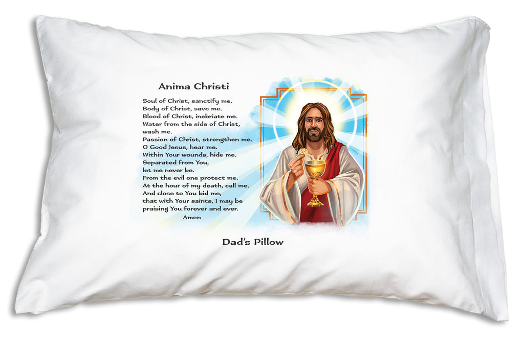 Add a loved one's name to personalize the Anima Christi Prayer Pillowcase.