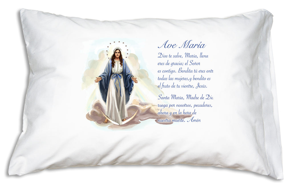Here is the pretty devotional Ave María Spanish Prayer Pillowcase