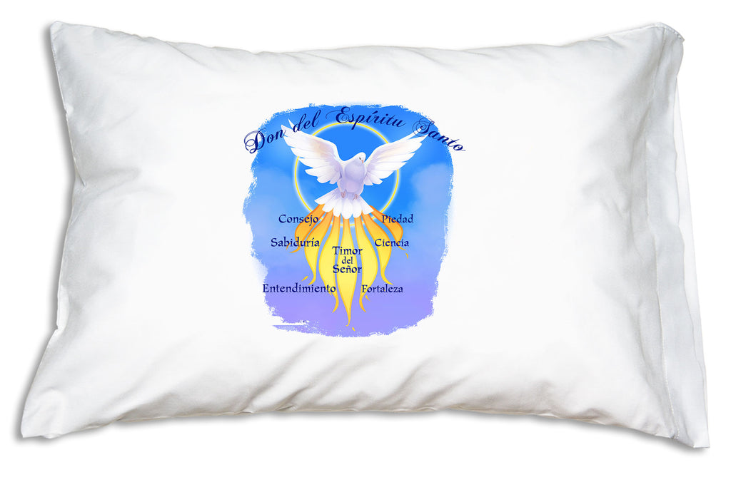 The vibrant a Don del Espíritu Santo (Gifts of the Spirit) Confirmation Prayer Pillowcase 