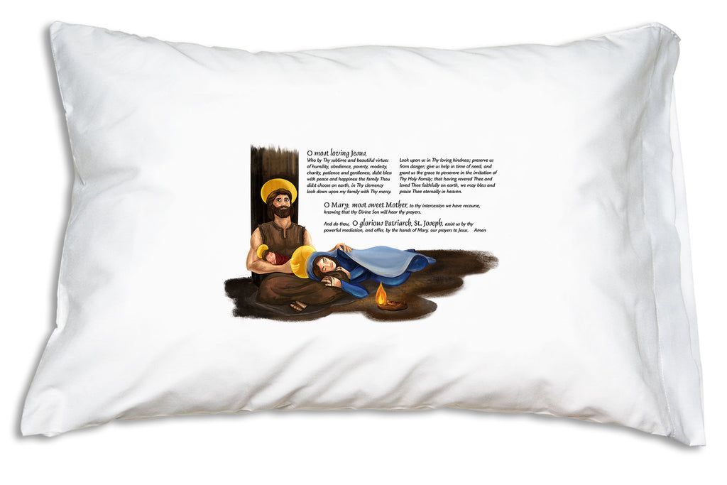 With the Holy Family: Prayer for Grace Prayer Pillowcase nearby you'll be moved to pray for the grace and peace of the Holy Family in your own family.