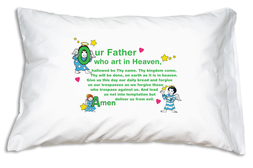 Little Angels pillow case from Prayer PIllowcases features the Our Father and Hail Mary prayers.