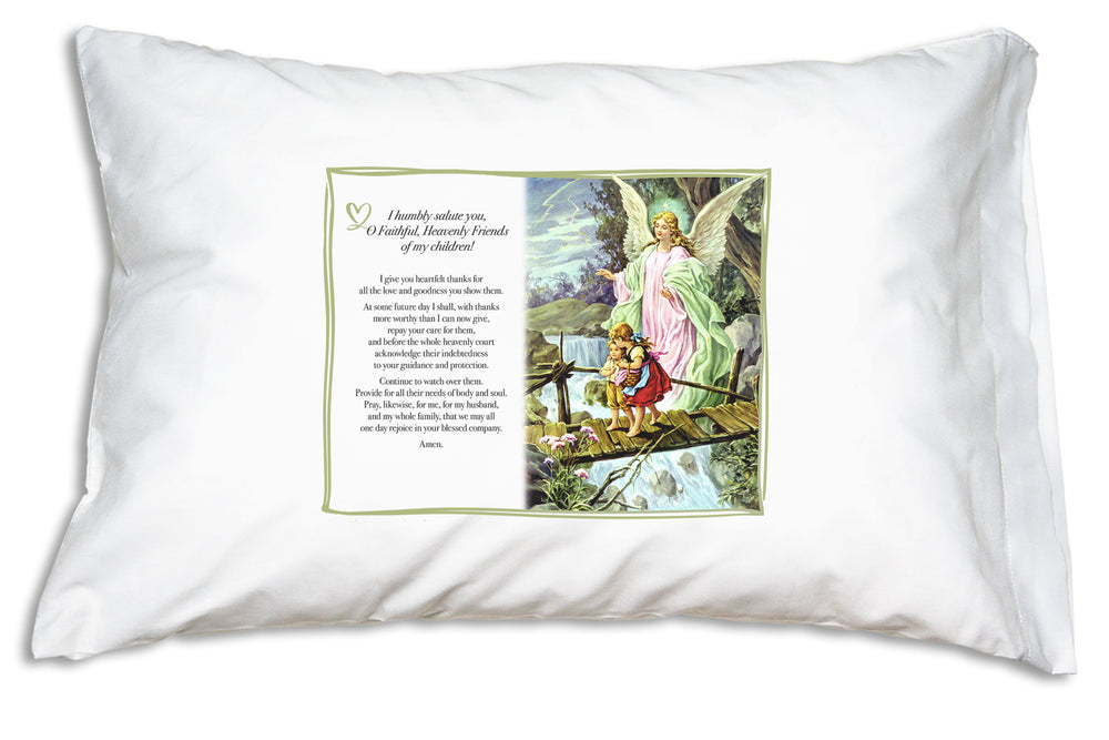 A Mother's Prayer to the Guardian Angels of Her Children Prayer Pillowcase