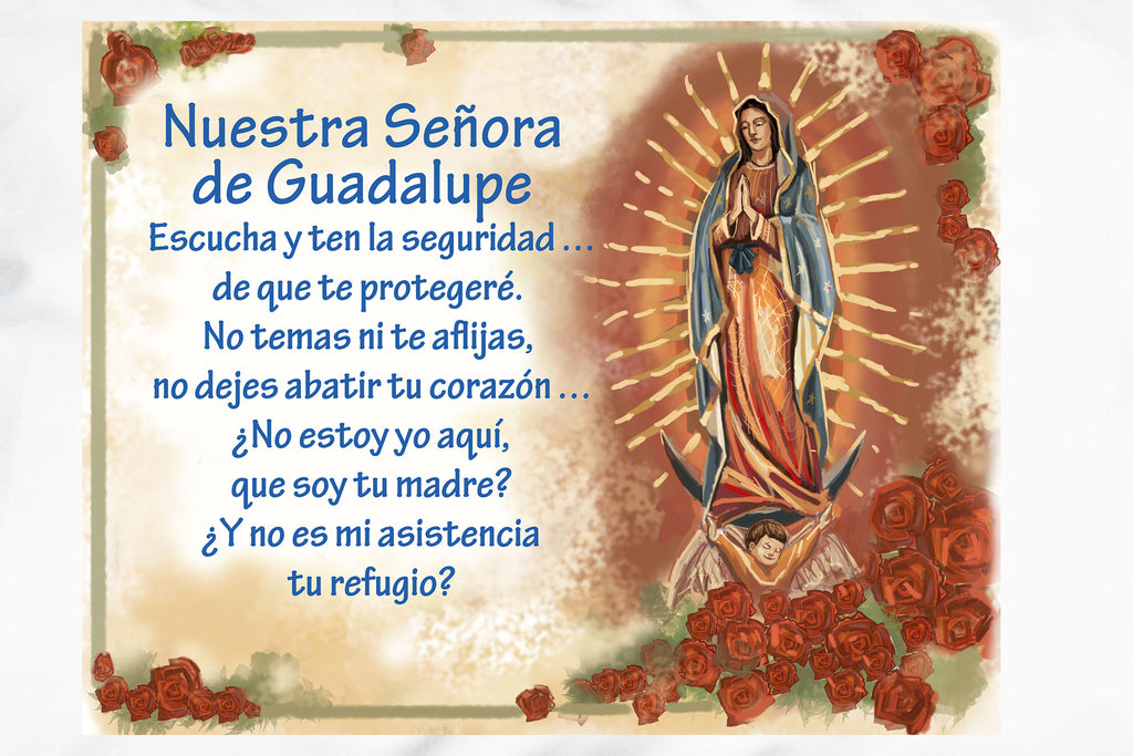 The beautiful Neustra Señora de Guadalupe Prayer Pillowcase makes a special gift of faith. Here's a closeup.