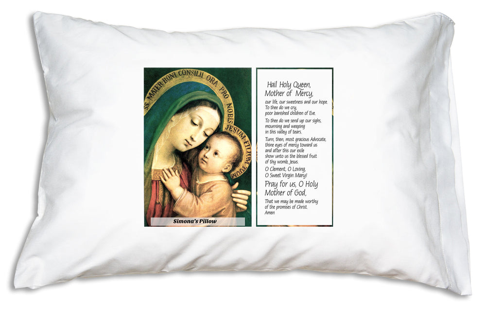 Our Lady of Good Counsel: Hail Holy Queen Prayer Pillowcase