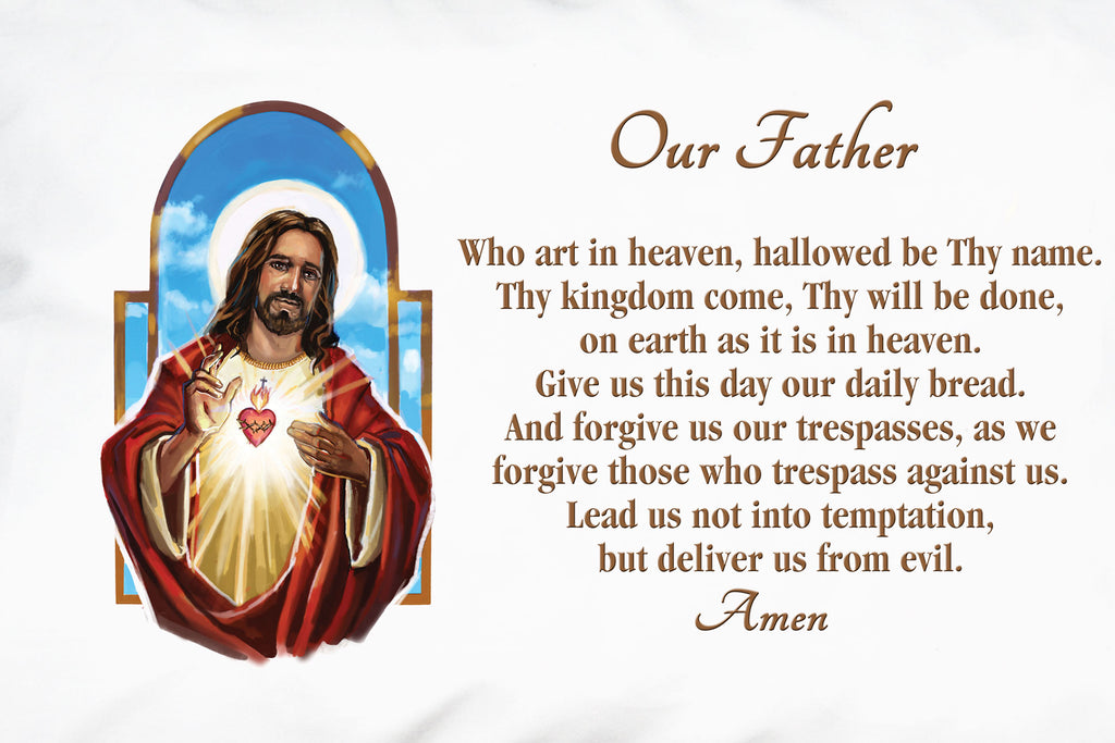 Here's a closeup showing the Sacred Heart next to the Our Father prayer.