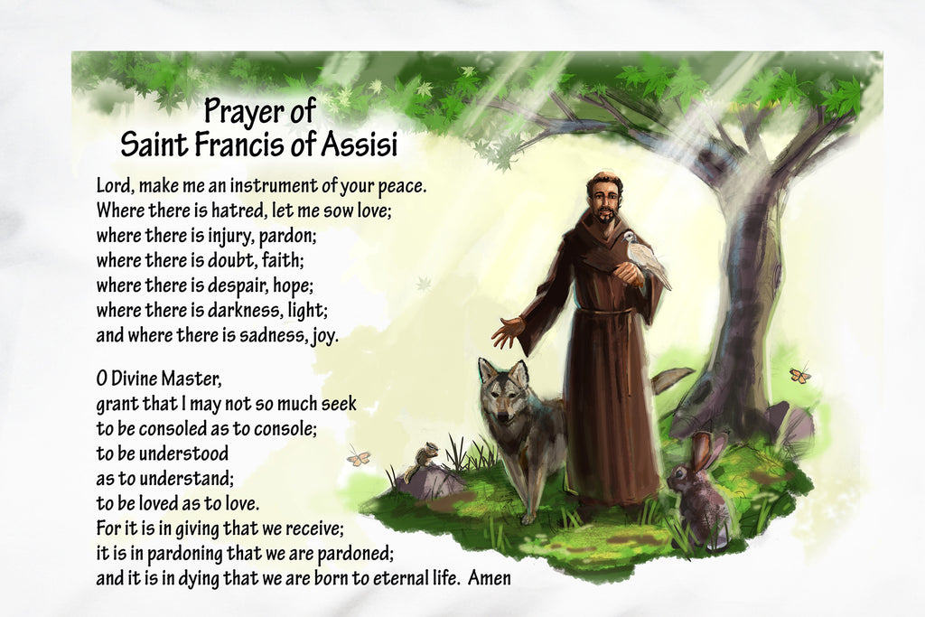 St. Francis Peace Prayer on a Catholic Pillow Case.