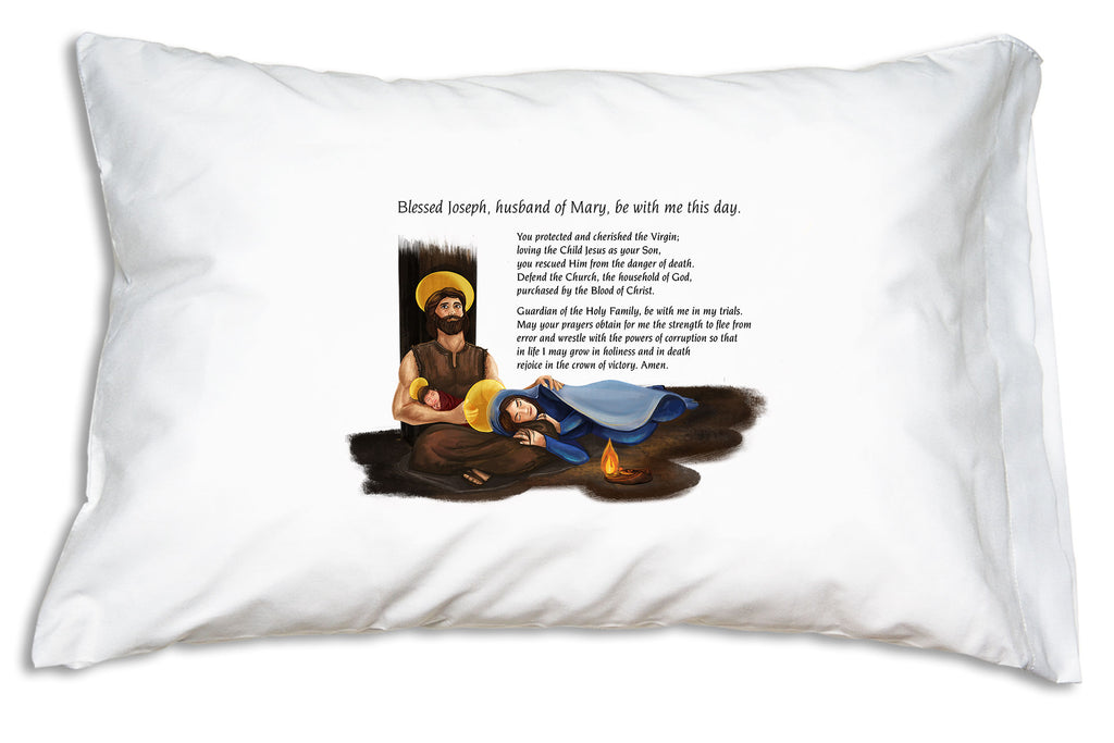 Waking to this Morning Offering to St. Joseph Prayer Pillowcase helps us grow the holy habit of morning prayer and keeps us in the company of one of the greatest saints ever, St. Joseph!