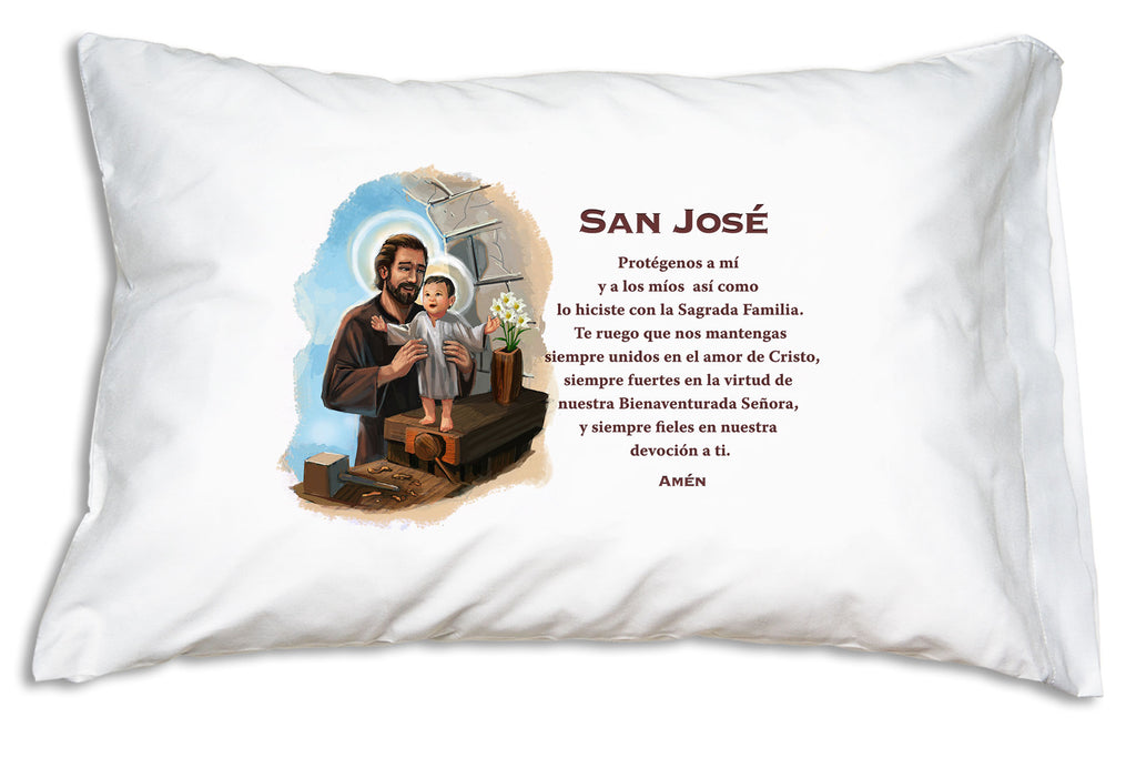 With it's pretty picture and prayer this San José Prayer Pillowcase helps us ask Saint Joseph to pray for us.